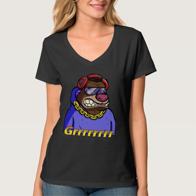 Camiseta Bossy Bear Club NFT Non Fungible Artwork Grrr Grow (Frente)