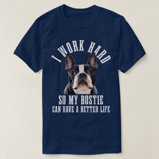 Camiseta Bostie Mãe Cão Pai Engraçado Boston Terrier (Frente do Design)