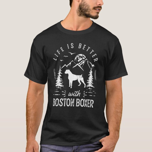 Camiseta Boston Boxer Life Melhor Cachorro do Pai Mãe (Frente)