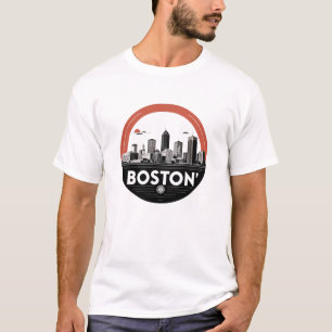 Camiseta Boston City Skyline - paisagem urbana minimalista