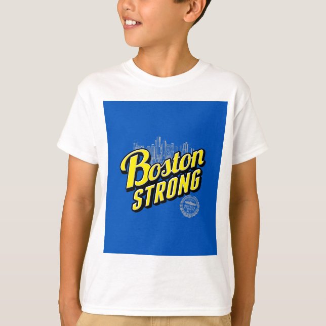 Camiseta Boston City Strong Lembra de Azul (Frente)