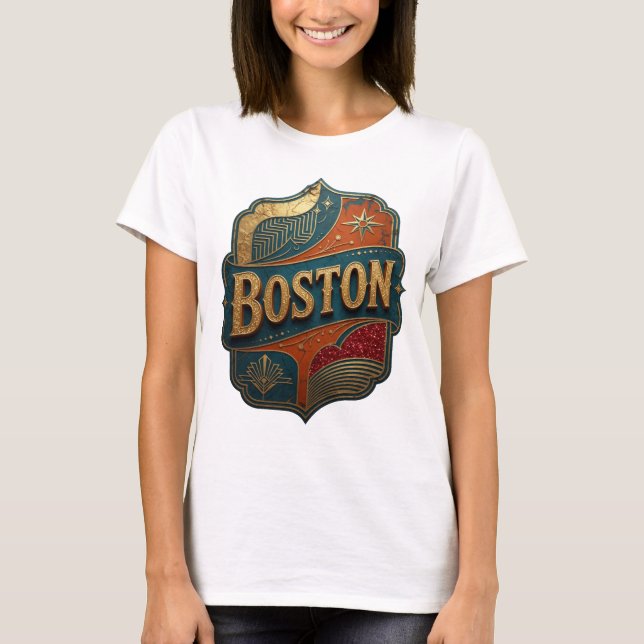 Camiseta BOSTON Dourada Icônica (Frente)