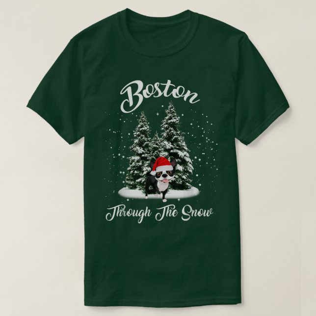 Camiseta Boston Ferrier Through the Snow Christmas (Frente do Design)