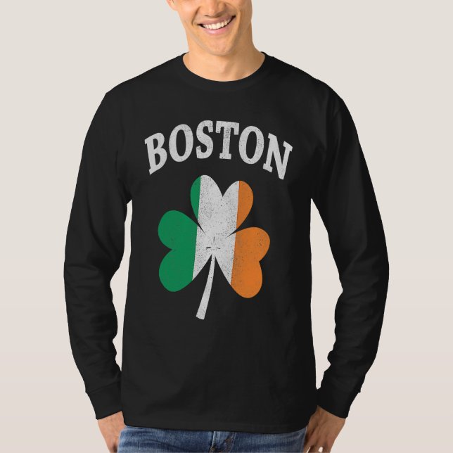 Camiseta Boston Irish Flag ShamrockI St Patrick's Day (Frente)