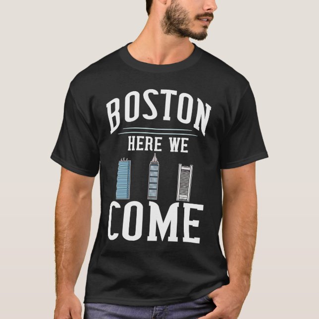 Camiseta Boston Massachusetts City Skyline Map Travel (Frente)