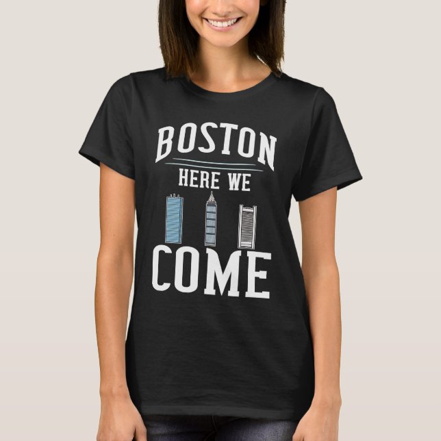 Camiseta Boston Massachusetts City Skyline Map Travel (Frente)