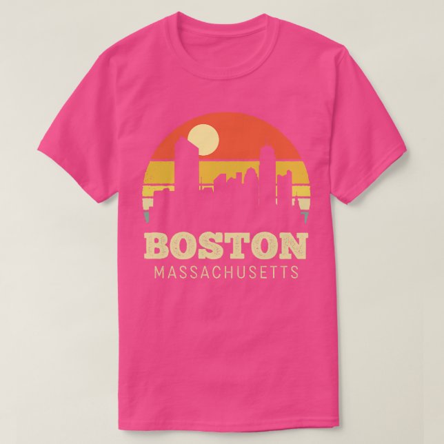 Camiseta Boston Massachusetts Vintage Sunset (Frente do Design)