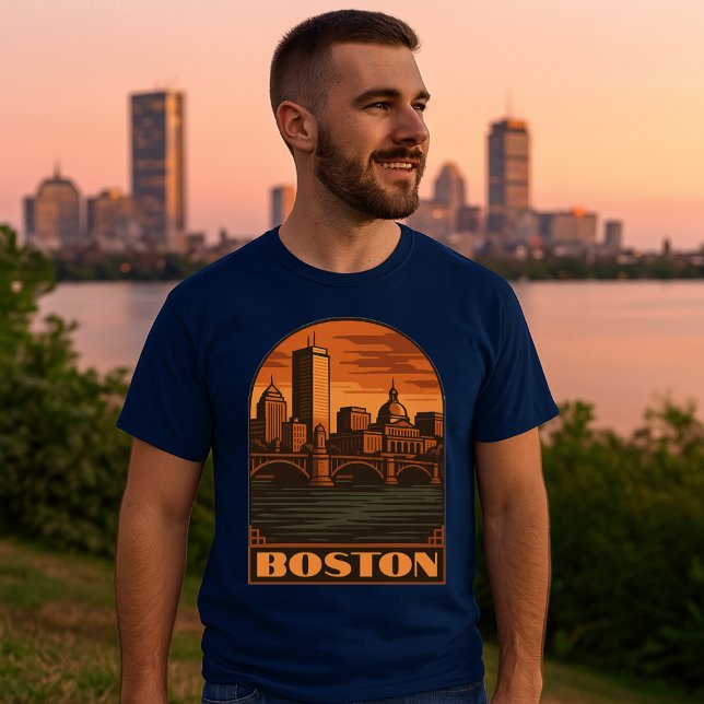 Camiseta Boston Retro Art Deco (Criador carregado)