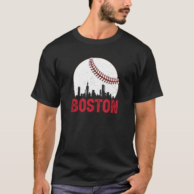 Camiseta Boston Skyline Boston Massachusetts Baseball Citys (Frente)