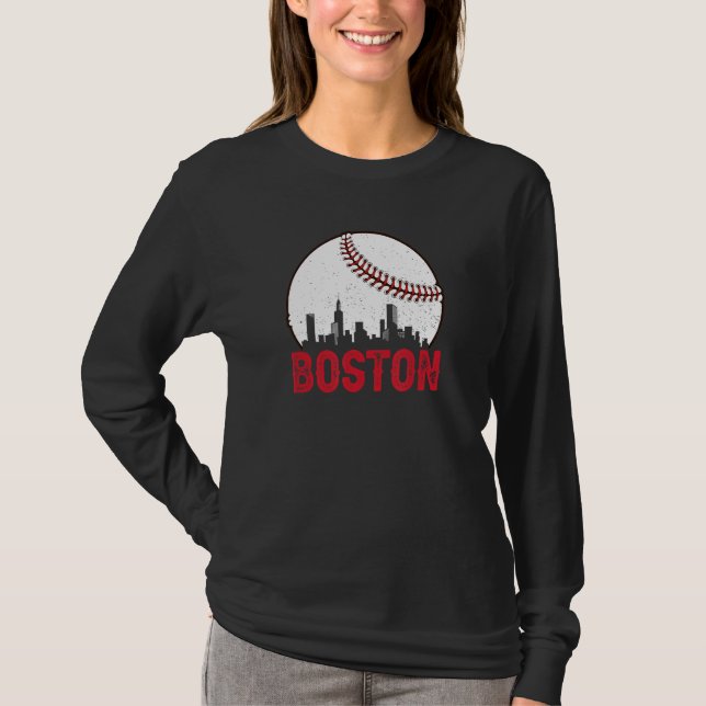 Camiseta Boston Skyline Boston Massachusetts Baseball Citys (Frente)