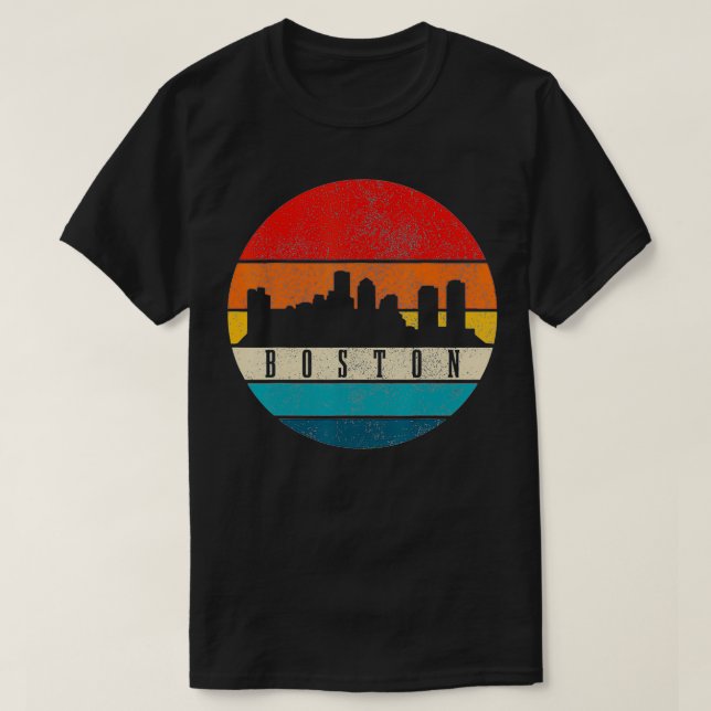 Camiseta Boston Skyline Massachusetts Vintage Pride Gift (Frente do Design)