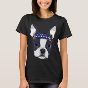 Camiseta Boston Terrier 4 de julho - Bandeira Americana Ban