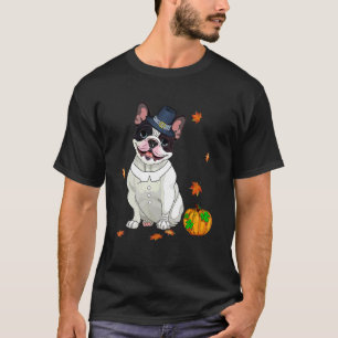 Camiseta Boston Terrier Ação de Graças Figurino Peregrino T