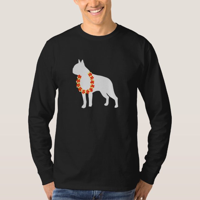 Camiseta Boston Terrier Aloha Hawaiian Lei Dog (Frente)