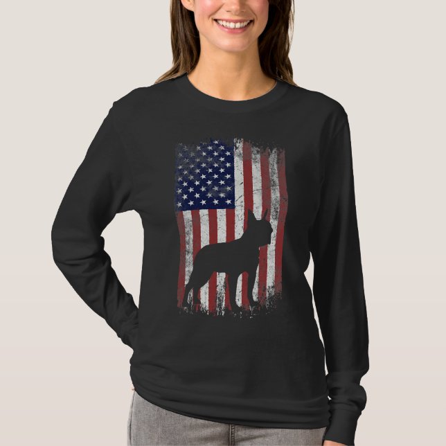 Camiseta Boston Terrier American Flag Usa (Frente)