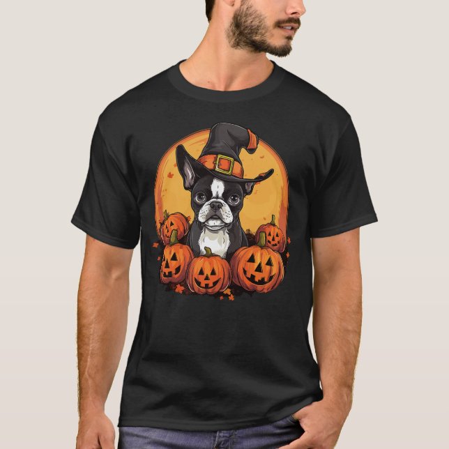 Camiseta Boston Terrier Bostie Dog Breed Pet Halloween Pump (Frente)