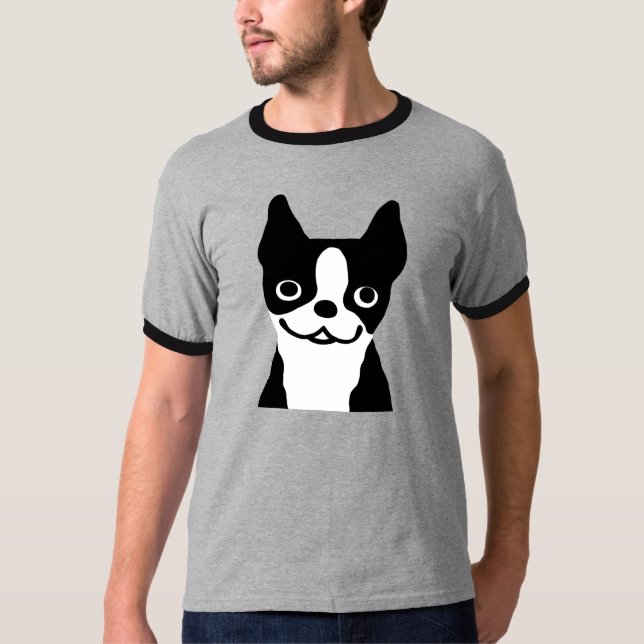 Camiseta Boston Terrier| Cão-de-cartoon (Frente)