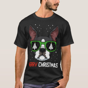 Camiseta Boston Terrier Christmas Pajama Dog Sunglass X-M