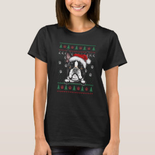 Camiseta Boston Terrier Christmas Ugly Sweater Dog Xmas