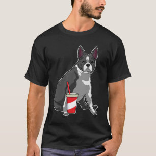 Camiseta Boston Terrier com bebida