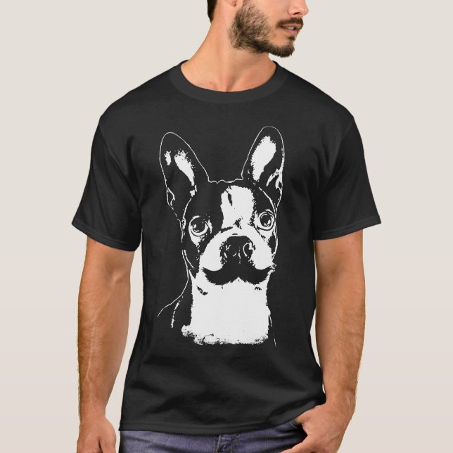 Camiseta Boston Terrier com bigode (Frente)