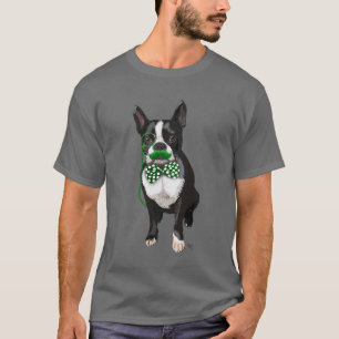 Camiseta Boston Terrier com bigode verde e safado
