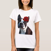 Boston Terrier com Rosa no cabeçalho 2