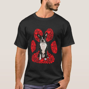Camiseta Boston Terrier Dia de os namorados Dog Love Paw