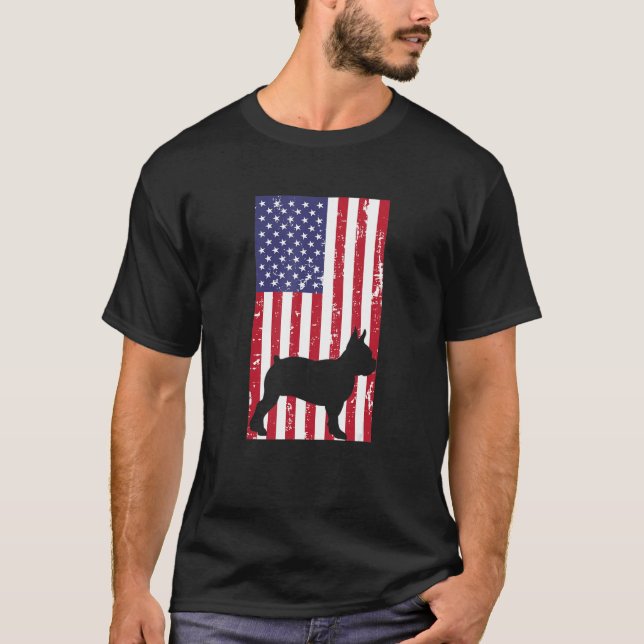 Camiseta Boston Terrier Distressed Patriotic All American U (Frente)