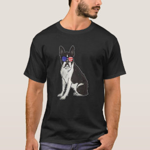 Camiseta Boston Terrier Dog 4 De Julho Dos Eua Flag Sunglas