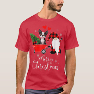 Camiseta Boston Terrier Dog Christmas with Santa Hat Pajama