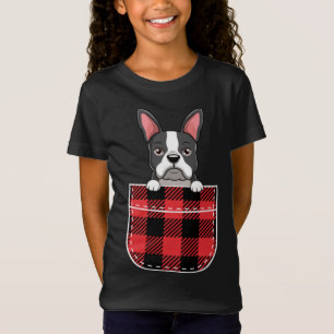 Camiseta Boston Terrier Dog Em Buffalo Xadrez Pocket Impres