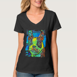 Camiseta Boston Terrier Dog Face Puppy Pop Art