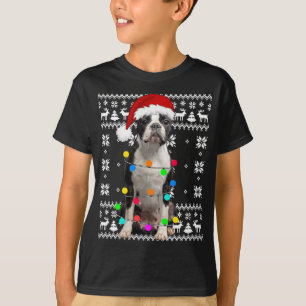 Camiseta Boston Terrier Dog Luz Feia Puppy Santa Hat Chr