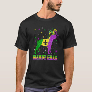Camiseta Boston Terrier Dog Mardi Gras Carnival Jester Bead