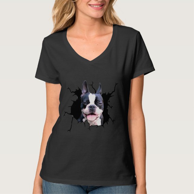 Camiseta Boston Terrier Dog Raça Cachorros Puppy Decal (Frente)