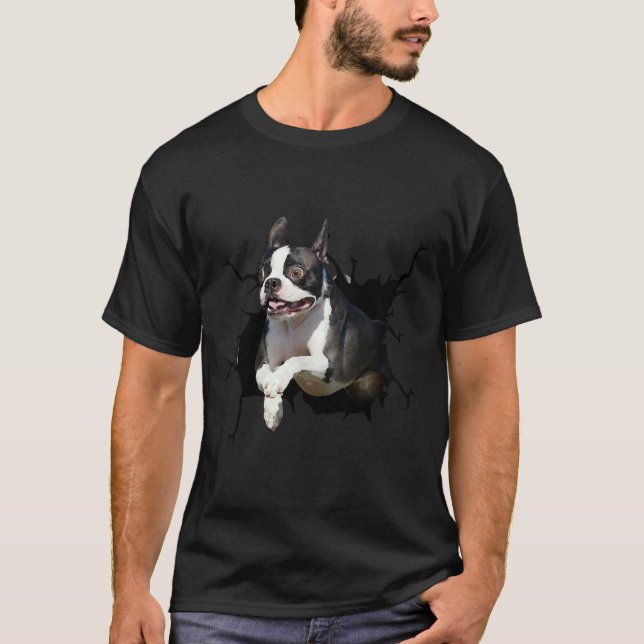 Camiseta Boston Terrier Dog Raça Cachorros Puppy Decal (Frente)