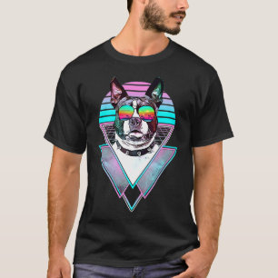 Camiseta Boston Terrier Dog Vintage Retro Vaporwave Beach V