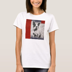 Camiseta Boston Terrier em preto e branco com beira
