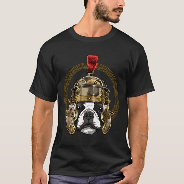 Camiseta Boston Terrier em Roman Helmet Centurion Legionnai (Frente)