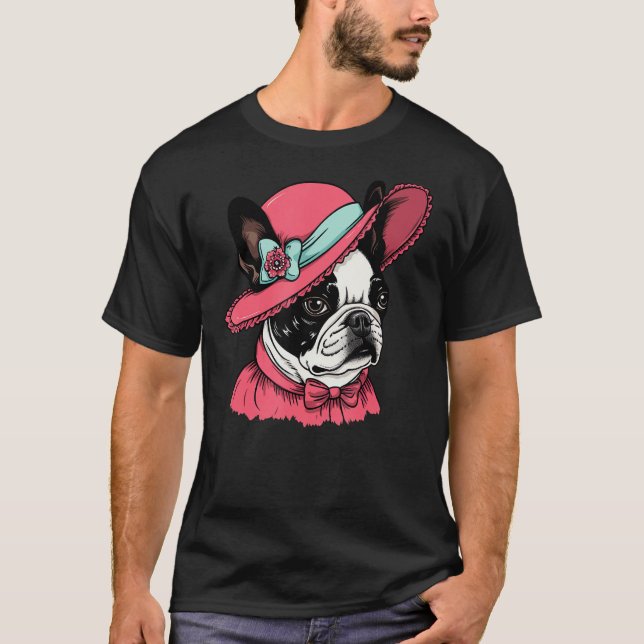 Camiseta Boston Terrier English Lady Funny Dog Victorian (Frente)