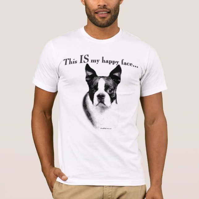 Camiseta Boston Terrier Face Feliz (Frente)