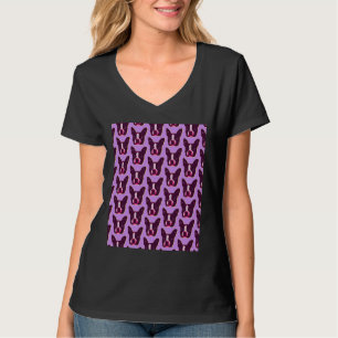 Camiseta Boston Terrier Face Pop Art Em Roxo Bost