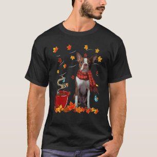 Camiseta Boston Terrier Fall Chocolate Quente Cachorro Outo