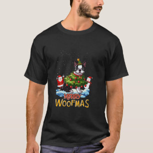 Camiseta Boston Terrier Feliz Árvore de Natal Cão X M