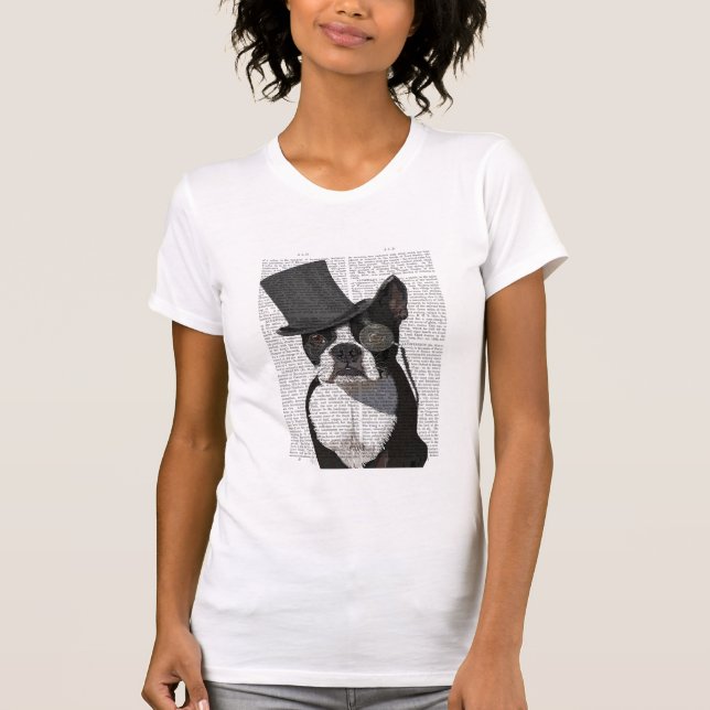 Camiseta Boston Terrier, Formal Hound e Chapéu (Frente)
