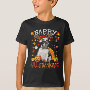 Camiseta Boston Terrier Halloween Cachorro Feliz de Natal