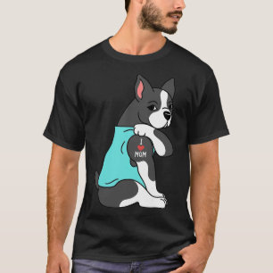 Camiseta Boston Terrier I Love Mãe Tattoo Dog Engraçado Mãe