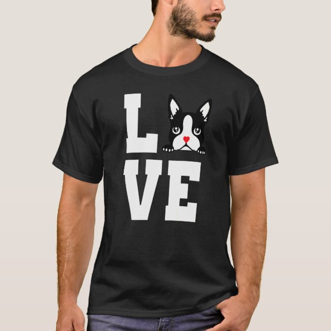 Camiseta Boston Terrier I Love My Bostie For Dog (Frente)