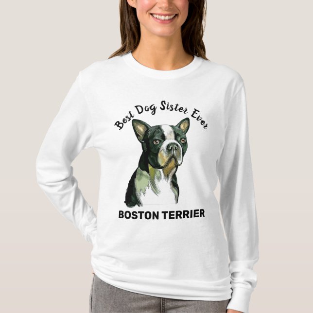 Camiseta Boston Terrier, melhor irmã de cachorro do mundo (Frente)